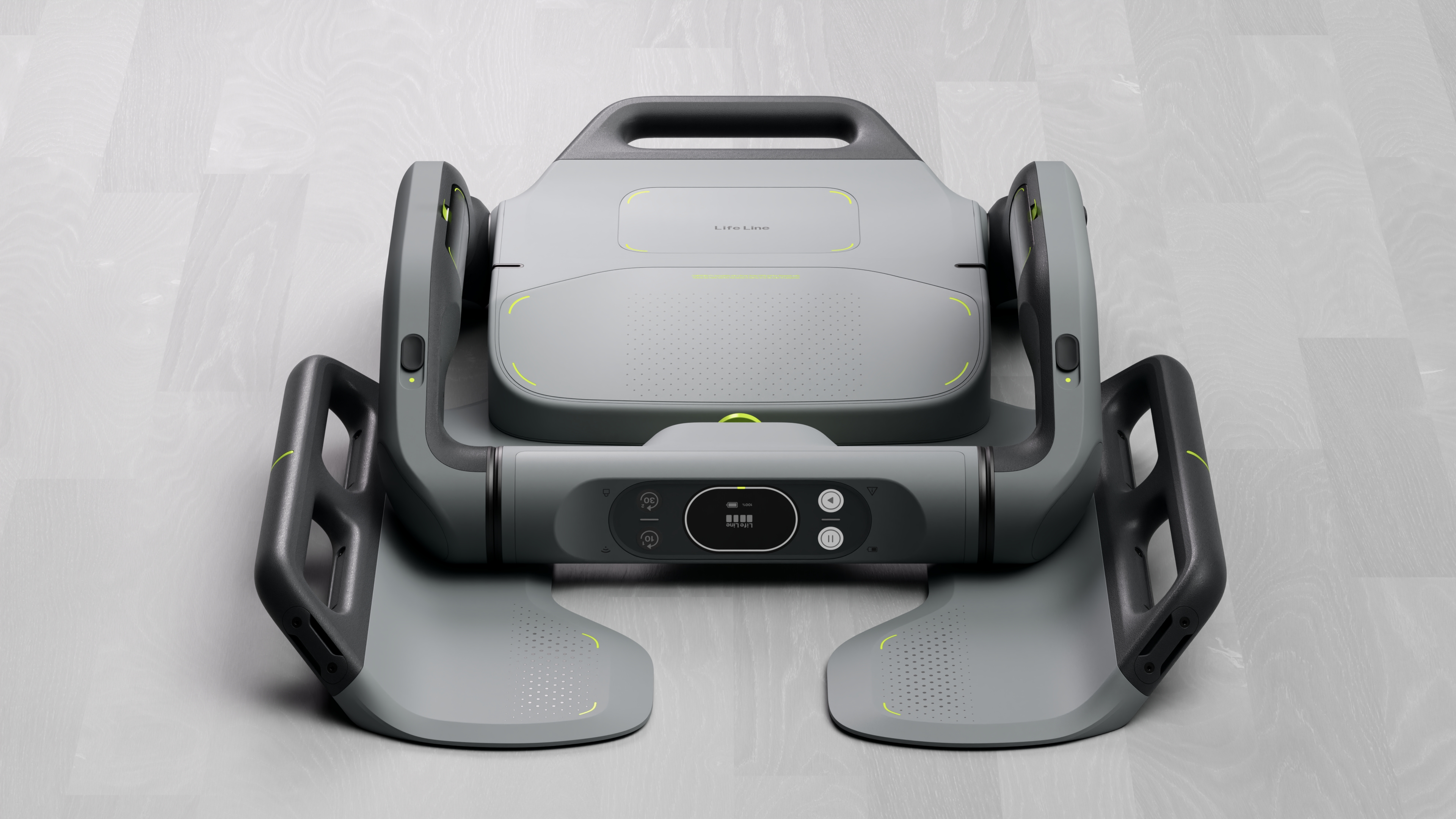 LifeLine complete system overview showing compression device and defibrillator