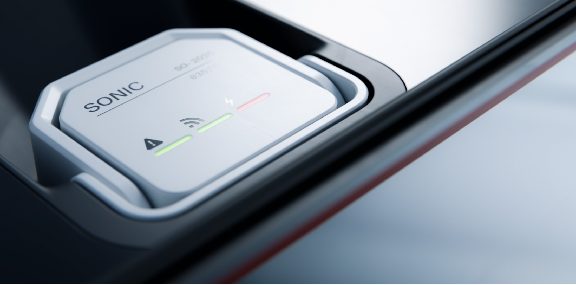 NJORD sensor module closeup showing LED status indicators and camera lens