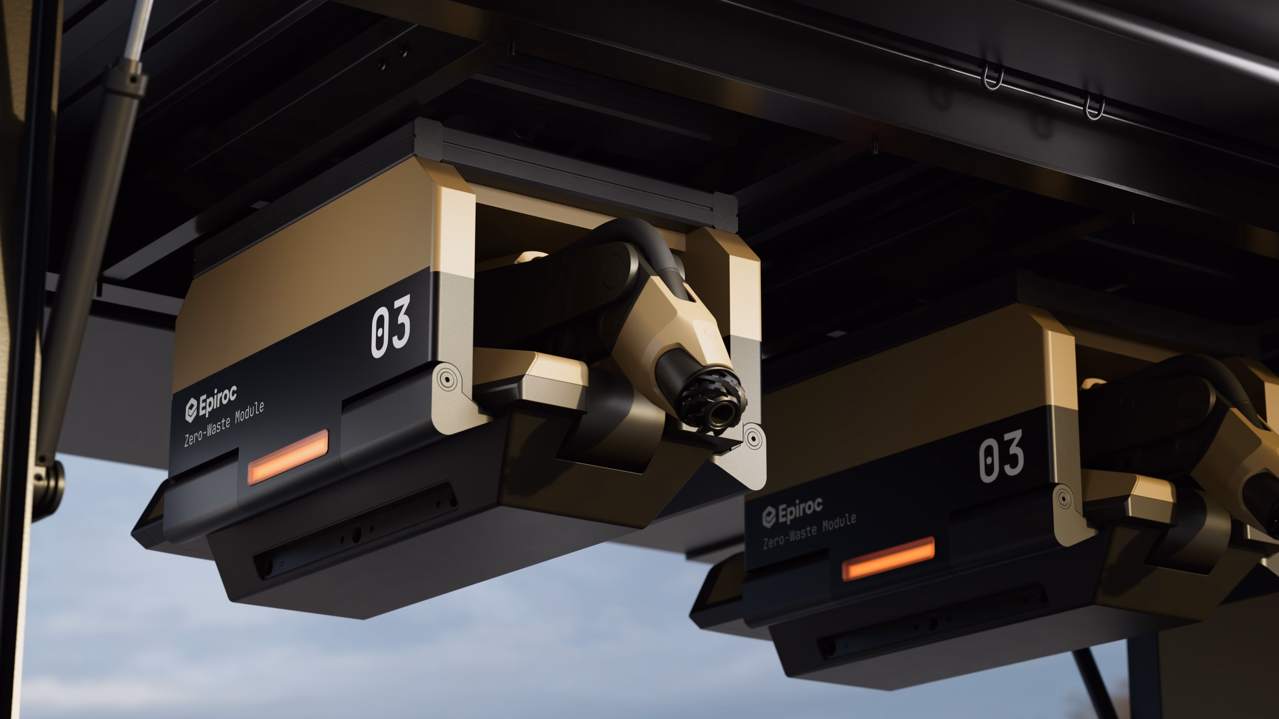 Tailion modules installed on the vehicle mounting bracket, viewed from below