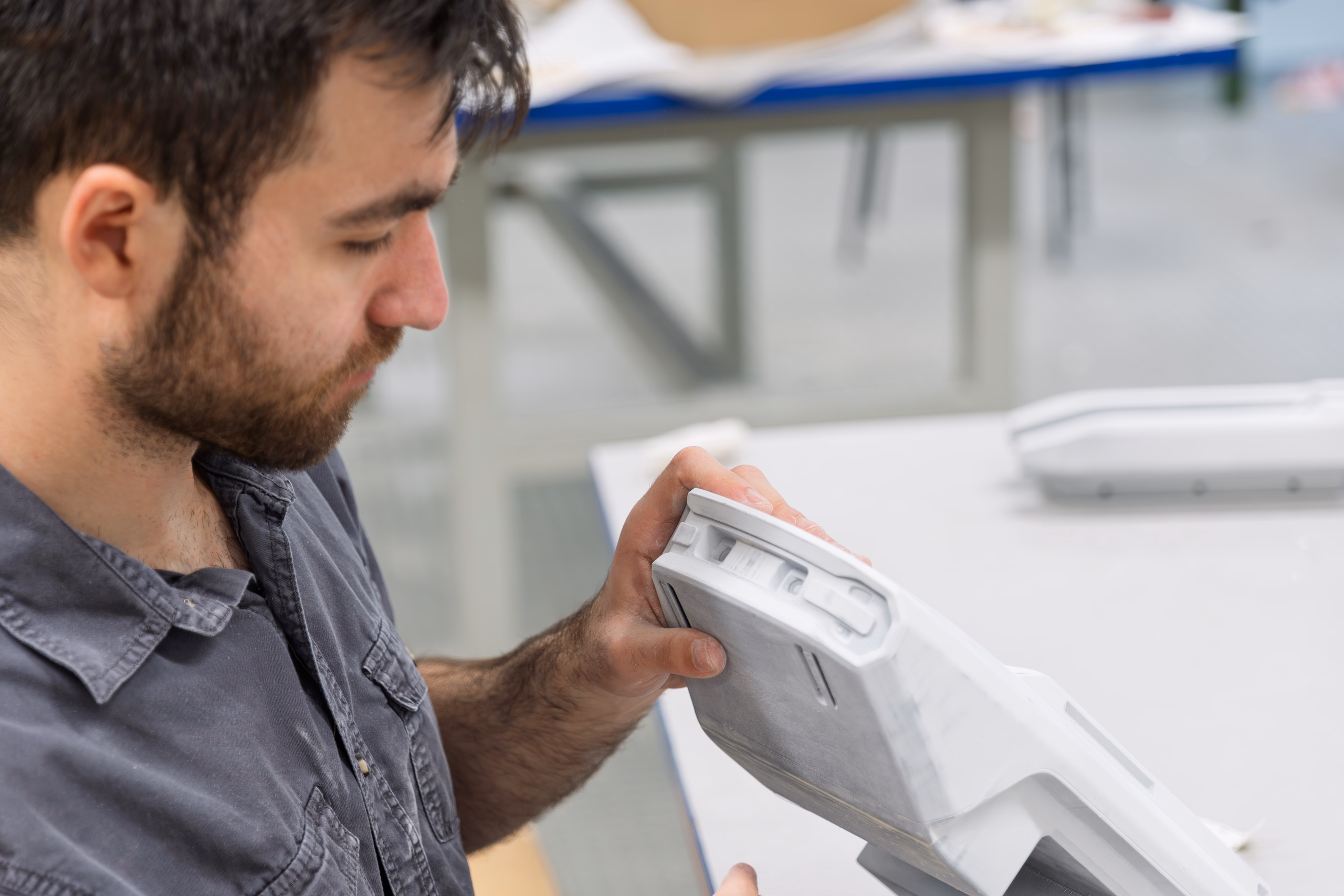 Sanding the Tailion prototype during concept development