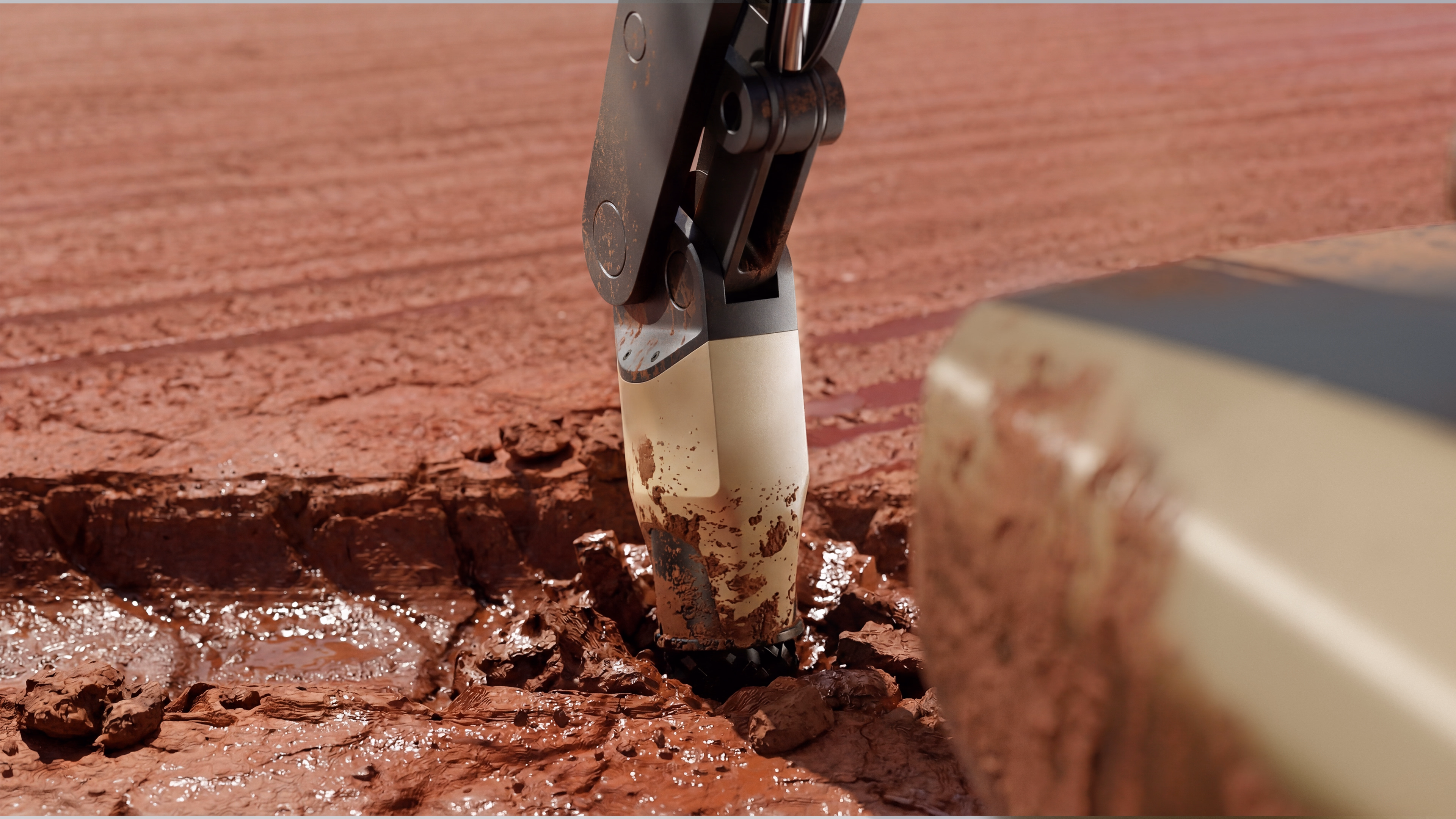 Close-up of the re-mining cutting head mechanism
